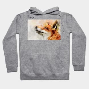 Red Fox Watercolor Portrait 01 Hoodie